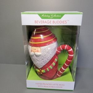 Sakura Beverage Buddies Santa Tall Mug w/Lid Christmas Coffee Latte Cup Open Box